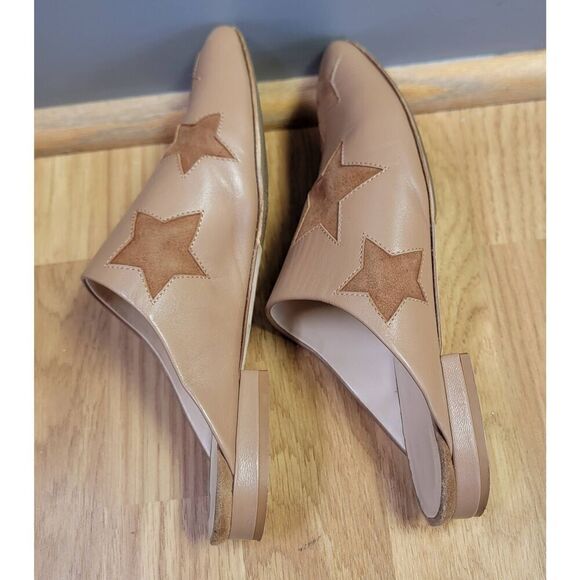 Arno Italian Brown Leather Star Print Mules 6.5 - Picture 6 of 8